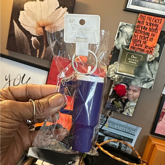 Mini tumbler keychain accessory designed to hold small items.  purple or black - Picture 2 of 2